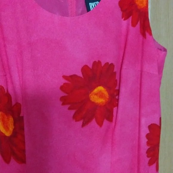 BYER STUDIO CALIFORNIA PINK,RED FLORAL,LINED,FULL ZIP SHIFT DRESS - Picture 2 of 5